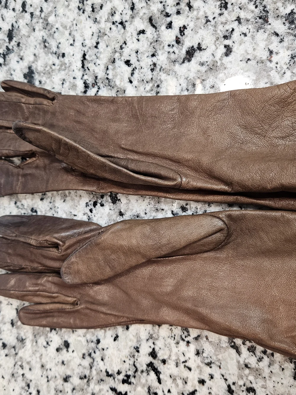 Long Brown Leather Women's Gloves